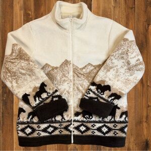 Vintage 90s Horse Mountain Fleece Jacket M – Western Cozy Zip-Up